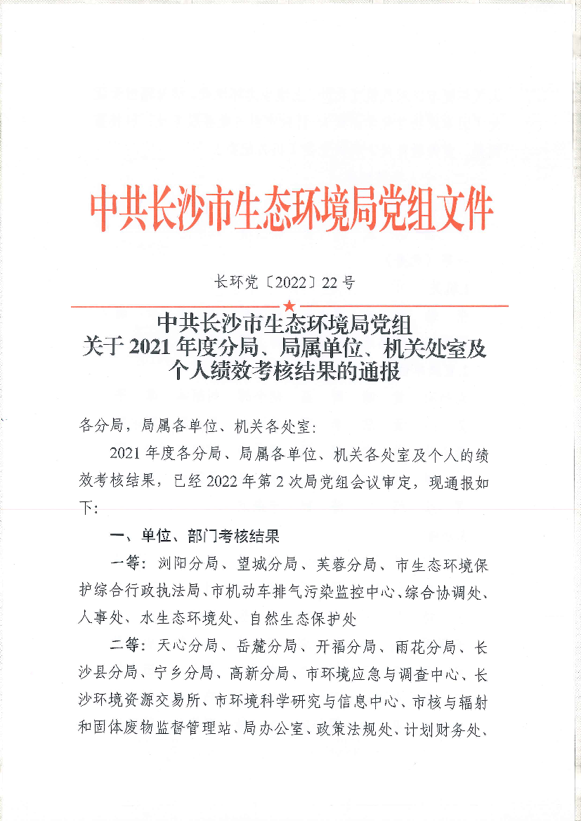 中共长沙市生态环境局党组文件