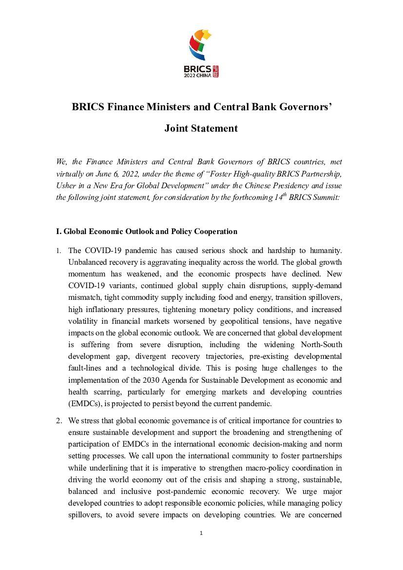 BRICS Finance Ministers and Central Bank Governors' Joint ...