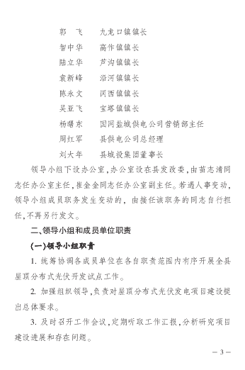 各镇人民政府各街道办事处建湖开发区高新区管委会九. 龙:旅游度假区管理办公室县各有关部门和单位. 为统筹做好全县屋顶分布式光伏开发整县推进工作经研.