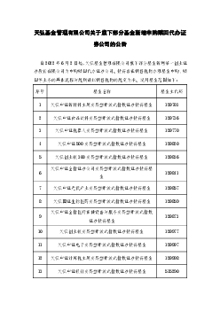 天弘基金管理有限公司关于旗下部分基金新增申购赎回代办证券 ...